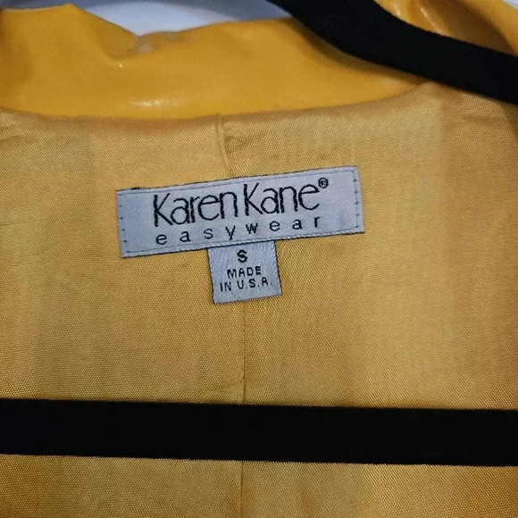 Vintage 90s Karen Kane Yellow Vinyl Rain Coat Size Small - Picture 4 of 6
